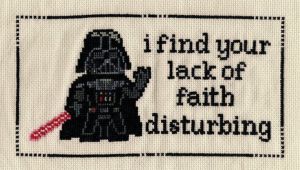 I know many won't think of Star Wars embroidery samplers exist. But still, many of these are pretty good. This Darth Vader one especially.