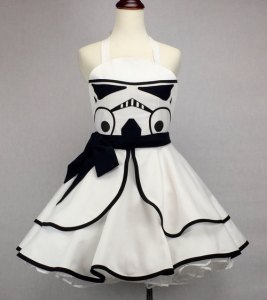 Yes, it's a Stormtrooper pinup dress. Still, ladies, you're guaranteed not to hit anything in this dress.