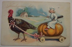 It's supposed to provide motivation for what will happen to the turkey if he doesn't do its job properly. Still, those large utensils are freaking me out.