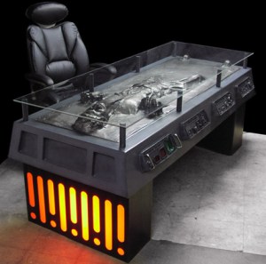 Also can be used to intimidate underlings as a reminder of what would happen to them if they don't cater to your wishes. Yeah, wouldn't want to mess with anyone who owns a desk like this.