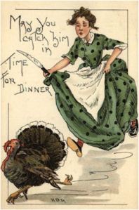 I'm sure the turkey is running for his dear life right now. Still, this woman should be happy it's domestic. But her knife is real scary.
