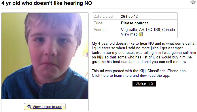 kijiji child for sale