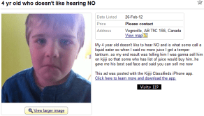 kijiji child for sale