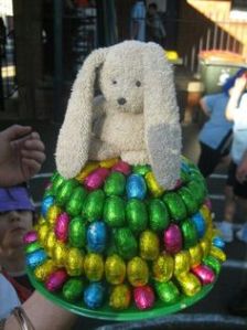 Man, that's a big waste of chocolate as far as I'm concerned. But at least the stuffed bunny is adorable.