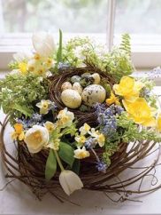 No, I don't think birds would be stupid enough to lay their eggs in someone's flower garden. But this is very pretty.