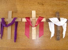 As a practicing Catholic, I'm aware what these colors mean. Purple denotes Lent, red denotes Holy Week, and white pertains to Easter.