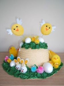 As long as the eggs are fake. Even hard boiled ones have the potential to make a mess. Still, love the flying chicks on this.