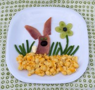 This one includes, cheese shells as dirt, roast beef bunny, and green been grass. I'm sure a lot of kids would love this.