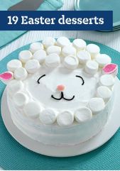This one is easier to make than the lamb cake I showed last year. Just decorate a regular cake with marshmallows and other attributes.