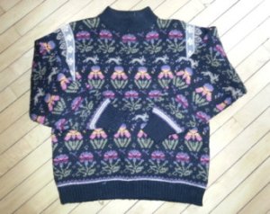 I think this was designed like a traditional ugly Christmas sweater. But with spring and Easter motifs instead.