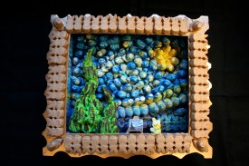 Yes, this is a peep depiction of Starry Night. And there's Vincent Van Peep with part of his ear cut off.