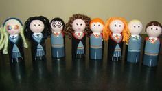 Some of these even have yarn hair on them. Includes Harry, Ron, Hermione, Ginny, Draco, Neville, Cho, and Luna.