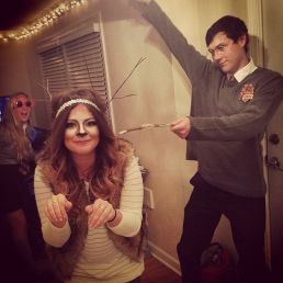 The woman is the stag in this one. The guy is Harry. Like the use of twigs for antlers though.