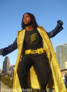 Static was created by Milestone Comics (which is owned by DC) as a contemporary version of Spiderman. His civilian identity was derived from a black man who was denied entry into the University of Florida's School of Law in 1949. 