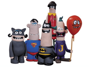 Sure they're based on a series of shorts. But these figures are freaky. Seriously, if Aardman wanted to come up with DC figurines couldn't they just issue Wallace and Gromit dressed as Batman and Robin? That would make more sense.