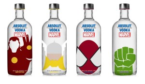 Well, at least the Thor one is fitting because Absolut is a Swedish Brand. However, we should note that Iron Man is a boozer, Spider Man spends considerable time in movies as a teenager, and let's just say the Hulk should abstain.