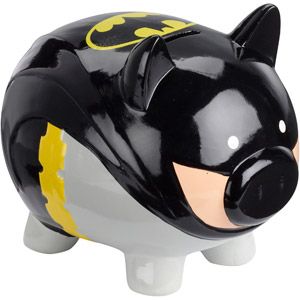 Available at Wal Mart. Still, not sure if it's fitting for Batman to have a cute piggy bank like this.