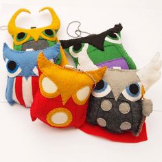 Well, they have Hulk, Captain America, Iron Man, Thor, and Loki. The Iron Man one seems like a robot. Anyway, these are adorable.