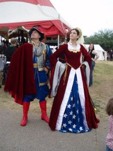 However, I don't think Superman from this era fights for the American way. Because the US didn't exist yet. Love the stars on Wonder Woman's dress. Still, I wonder how she could fight bad guys in that thing.