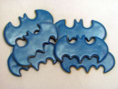 Unlike the other Batman cookies I showed, these are just bat cookies. And they're in blue to distinguished the Halloween bat ones.