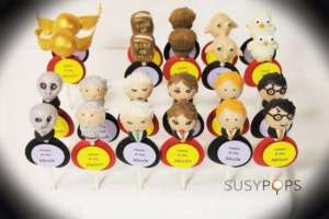 These consist of Harry, Ron, Hermione, Draco, Dumbledore, Voldemort, Hedwig, Dobby, a broomstick, a book of spells, and a Golden Snitch. Still, these are great.