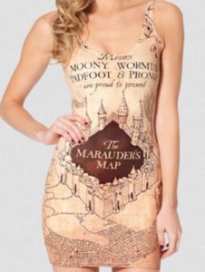 Okay, since when would anyone make a dress out of the Marauder's Map? Seriously, why?
