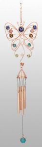You see a lot of spring motifs with wind chimes. This wire butterfly has marbles for the colors.