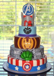On this cake , each Avenger has a respective layer. And it seems Black Widow has one, too. Or is it Nick Fury?