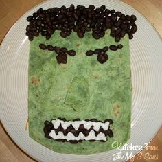 I guess this is an Incredible Hulk tortilla sandwich? Or is it a quesadilla? I can't tell.