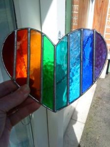 Love to see the sun shining through this heart suncatcher. Sure is quite beautiful.