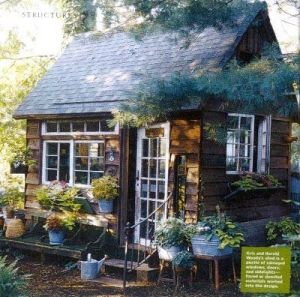 Well, it certainly resembles a little cabin. But it has so many windows with white frames and a shingle roof.