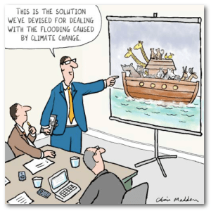 No, I don't think building an ark is a great way for adapting to climate change. Economists say that while preventing global warming is relatively cheap, they can't even estimate the accelerating costs of climate change if we do nothing.