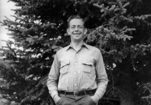 Here is Bob Marshall in front of what Bob Ross would call a "happy little tree." His travels to Alaska led him to write The Arctic Village and found The Wilderness Society.