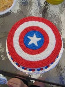 Well, this is probably the kind of Captain America cake you'd get at a bakery. I suppose the others were custom made.