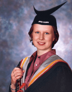 Wonder why this girl opted for a Nike swoosh instead of a conventional graduation cap square. Maybe she just wanted to be noticed more.