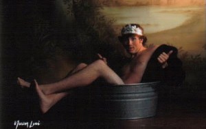 Well, he seems dressed for his bath in all his finery. I know it's weird. But who are we to judge.