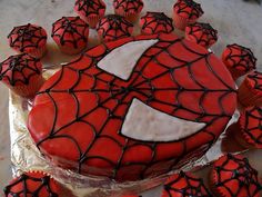 This one is a cake of Spider Man's face. And it comes with some web cupcakes. Looks pretty neat.