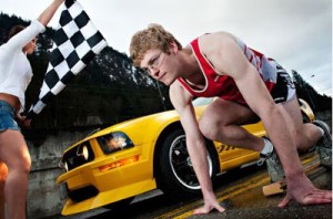 I'm sure the car will win as the track star will be run down to exhaustion. Hey, have to be honest here.