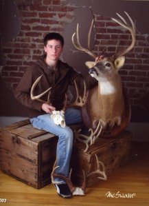 I guess this guy is an avid hunter. Let's hope he is. Because seeing him with deer heads is giving me the creeps.