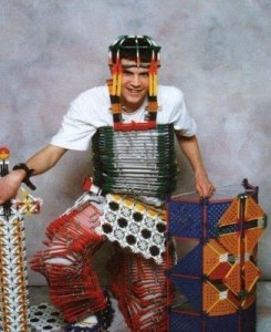 Sure you can build a lot of cool stuff with Kinex. However, a wardrobe isn't one of them. Nor is a warrior outfit either.