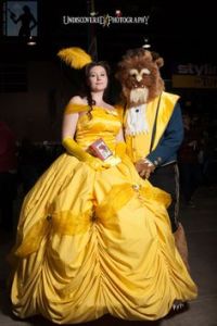 Yes, this is Belle and the Beast all right. Love the yellow dress. And that beast doesn't look shabby either.