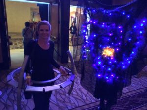 Well, I guess Deep Space Nine makes an easier costume than the Enterprise. Love the light effects though.