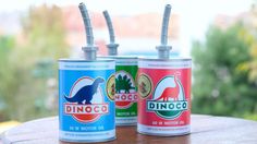 Yes, kids, drink your beverage from oil cans like the characters on Cars. Then again, it was also featured in Toy Story.