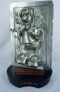 This is him as Han Solo in carbonite. Interesting how Disney made the choice to depict Donald like this. And I'm not sure if he's wearing pants.