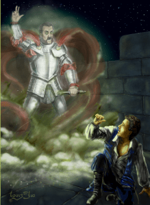 "I am thy father's spirit,/Doomed for a certain term to walk the night/And for the day confined to fast in fires/Till the foul crimes done in my days of nature/Are burnt and purged away." - Act 1, Scene 5. So let me guess, he wants Hamlet to kill Claudius. Why does revenge always seem to be the answer? 