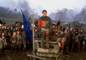 Henry V: "From this day to the ending of the world,/But we in it shall be rememberèd;/We few, we happy few, we band of brothers;/For he to-day that sheds his blood with me/Shall be my brother; be he ne'er so vile/This day shall gentle his condition:/And gentlemen in England, now a-bed/Shall think themselves accursed they were not here,/And hold their manhoods cheap whiles any speaks/That fought with us upon Saint Crispin's day." - Act IV, Scene 3