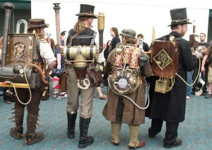 Indeed, these are steampunk Ghostbusters. And no, they're not afraid of no ghosts. Like the packs by the way.