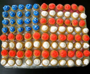 Notice how the sprinkles stand in for stars. Wonder how long it took to decorate this.