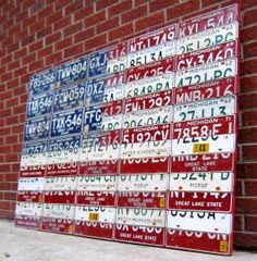 Yes, this is an American flag made from license plates. Don't ask me what state you have to live to make something like this. Because I don't have the slightest idea.