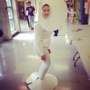 Well, we all know the lamp gets around through jumping. Wonder how this girl sits down now and then.